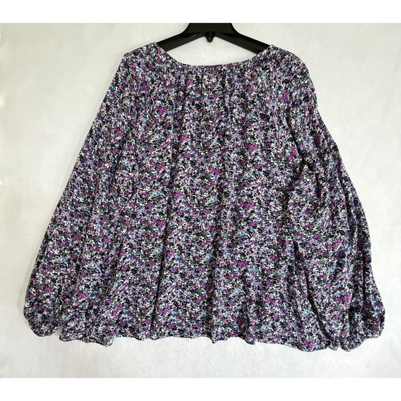 Ava Viv Sheer Blouse Shirt 2X Black, Pink, Blue, Peasant Stretch Tunic Boho - Picture 2 of 7